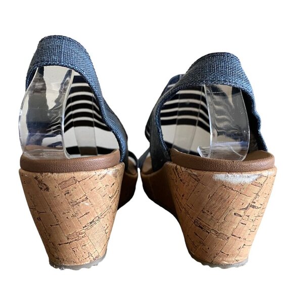 Skechers Beverlee - High Tea Wedge Sandal in Navy Blue Strappy Women's Sz 8 - Picture 5 of 9